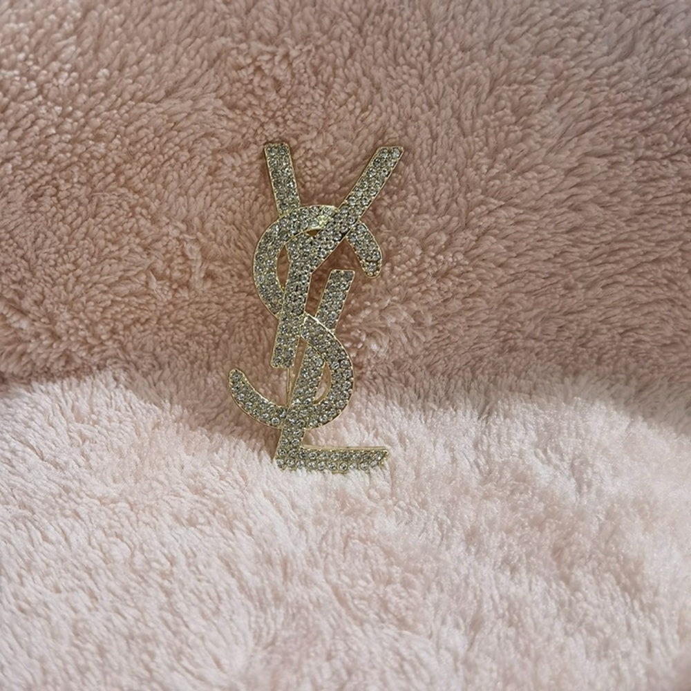 Yves Saint Laurent Diamond Letter Brooch